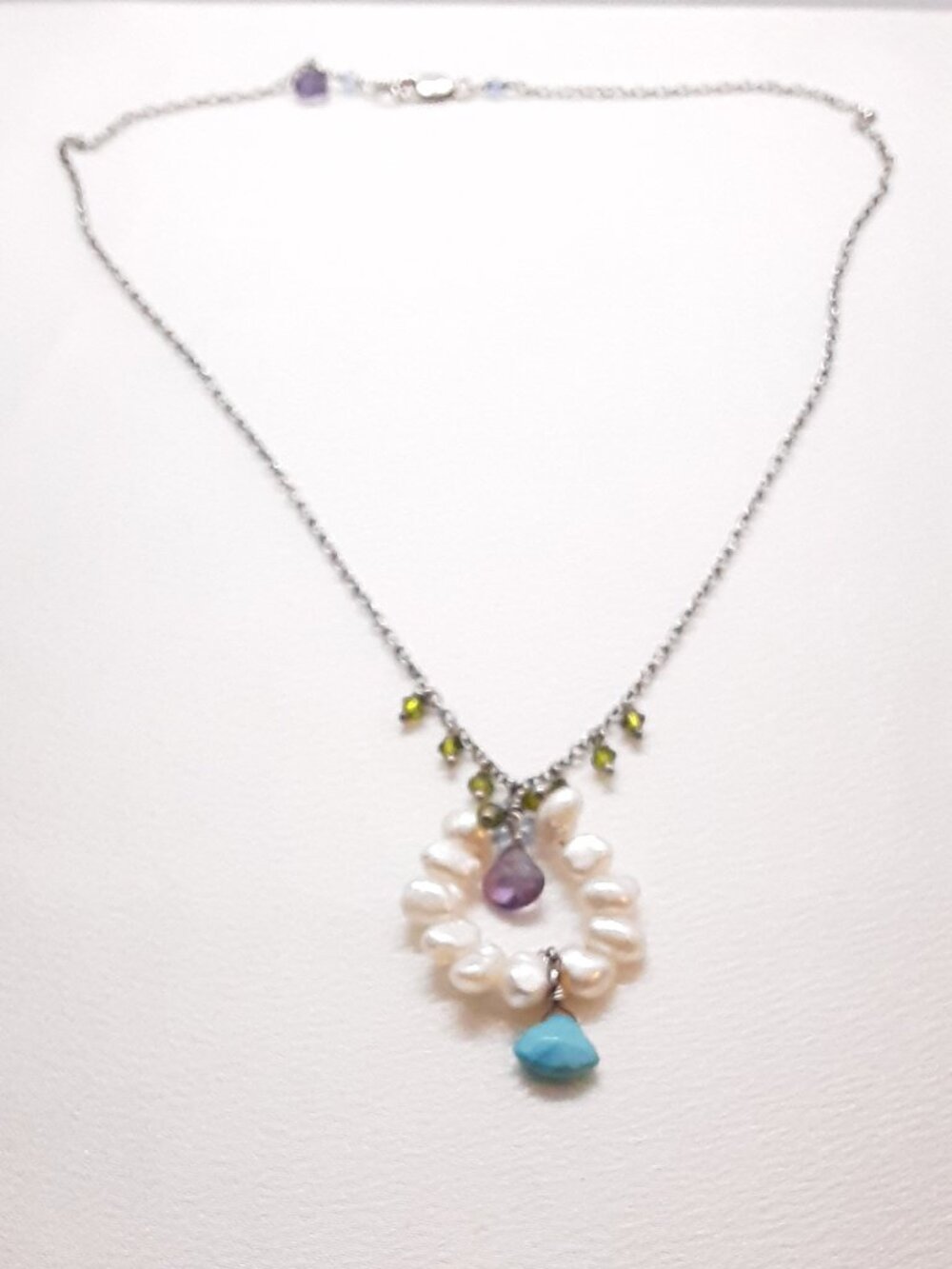 NEW Ivy Stella 16 inch amethyst pearl and turquoise necklace